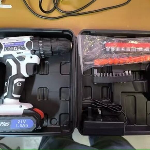 Cordless Portable 21V Power Drill Set Impact Screw Driver with Rechargeable batt - Picture 2 of 4